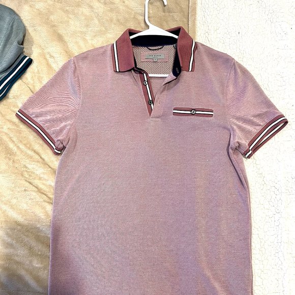 Ted Baker Collared Polo Shirt - Pink/Size 3 (Medium) - Picture 1 of 4